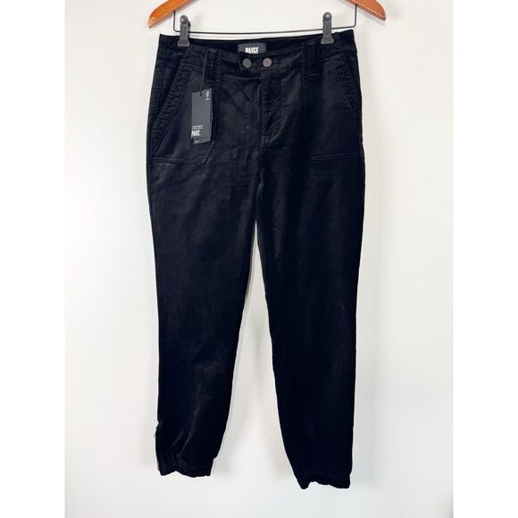 NEW Paige Sz 27 Black Label Womens High Rise Mayslie Jogger Jeans Black Cotton - Picture 1 of 4